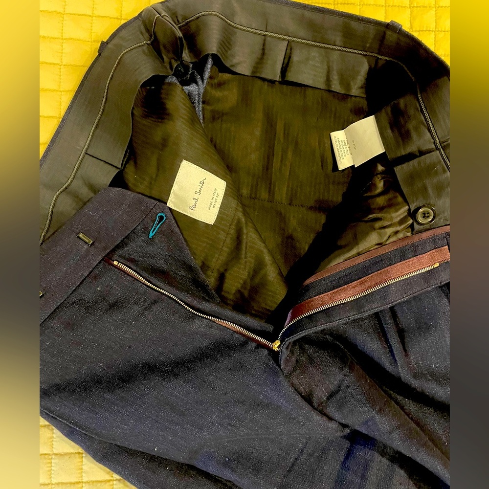 Paul Smith navy wide, pleaded, cuff, men’s pants